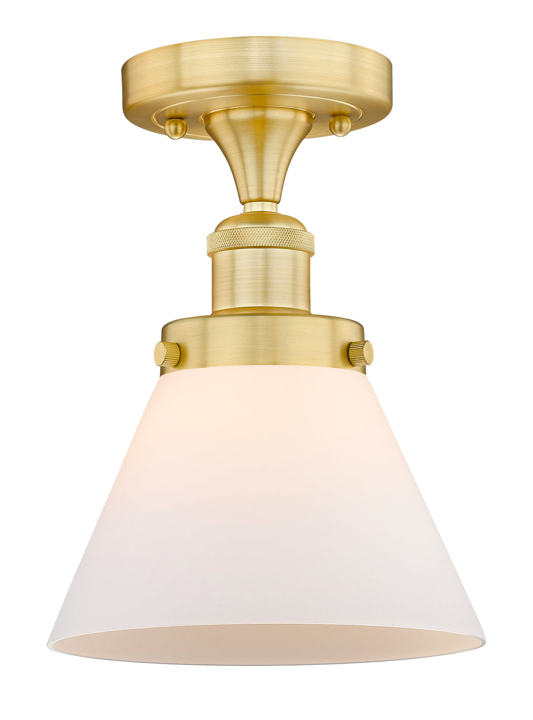 Innovations Lighting Cone 8" Semi-Flush Mount - Satin Gold Ceiling Semi Flush Mounts Innovations Lighting Matte White ; Glass Type: Frosted  