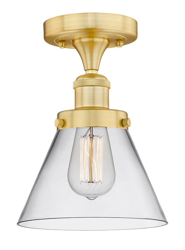 Innovations Lighting Cone 8" Semi-Flush Mount - Satin Gold Ceiling Semi Flush Mounts Innovations Lighting Clear ; Glass Type: Transparent  