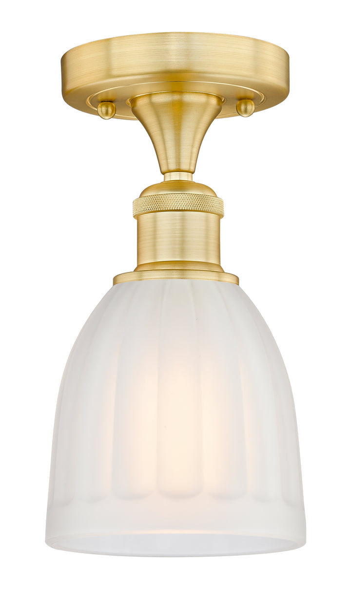 Innovations Lighting Brookfield 6" Semi-Flush Mount - Satin Gold Ceiling Semi Flush Mounts Innovations Lighting White ; Glass Type: Frosted; Ribbed  