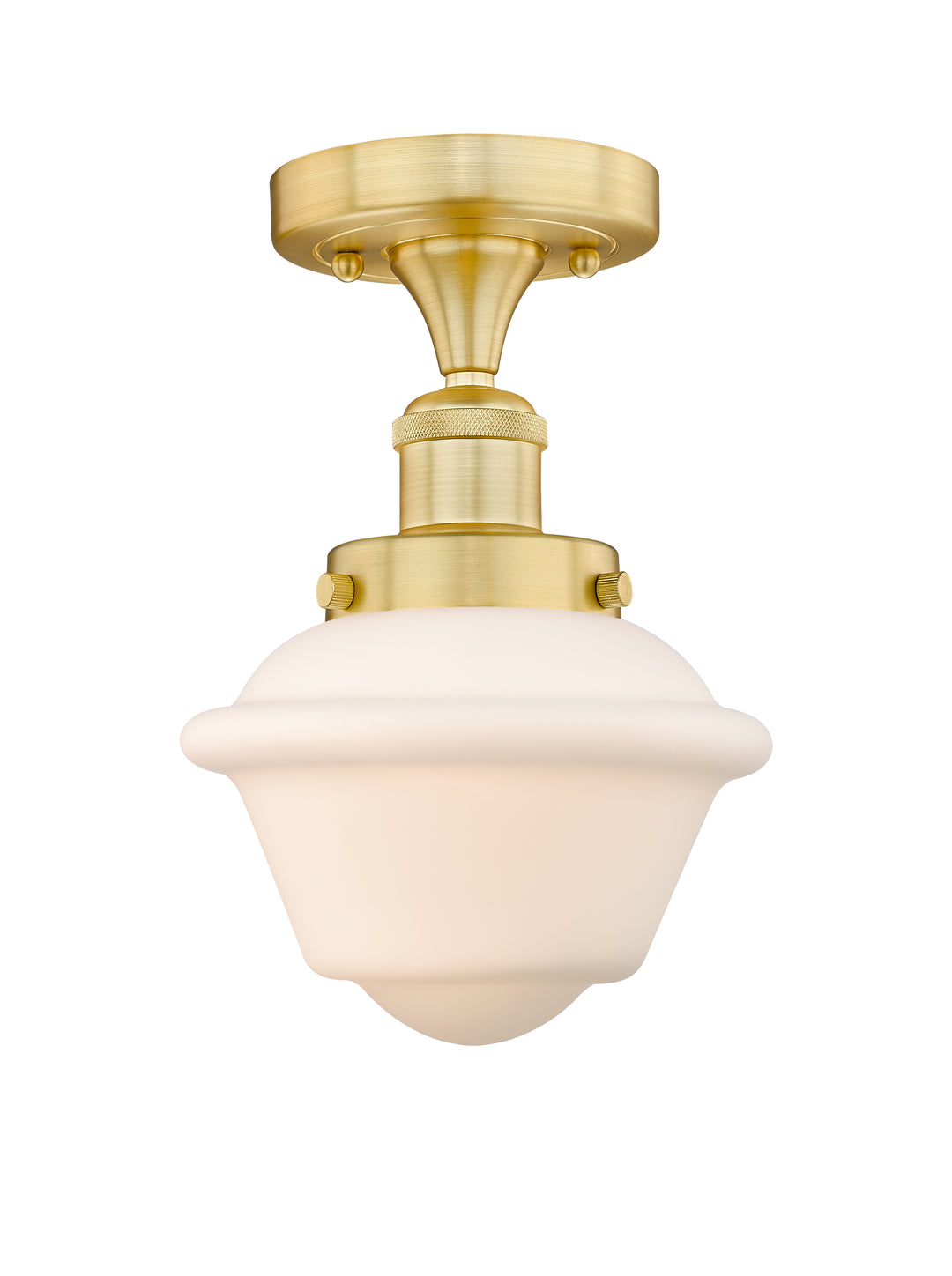 Innovations Lighting Oxford 7.5" Semi-Flush Mount - Satin Gold Ceiling Semi Flush Mounts Innovations Lighting Matte White ; Glass Type: Frosted; Ribbed  