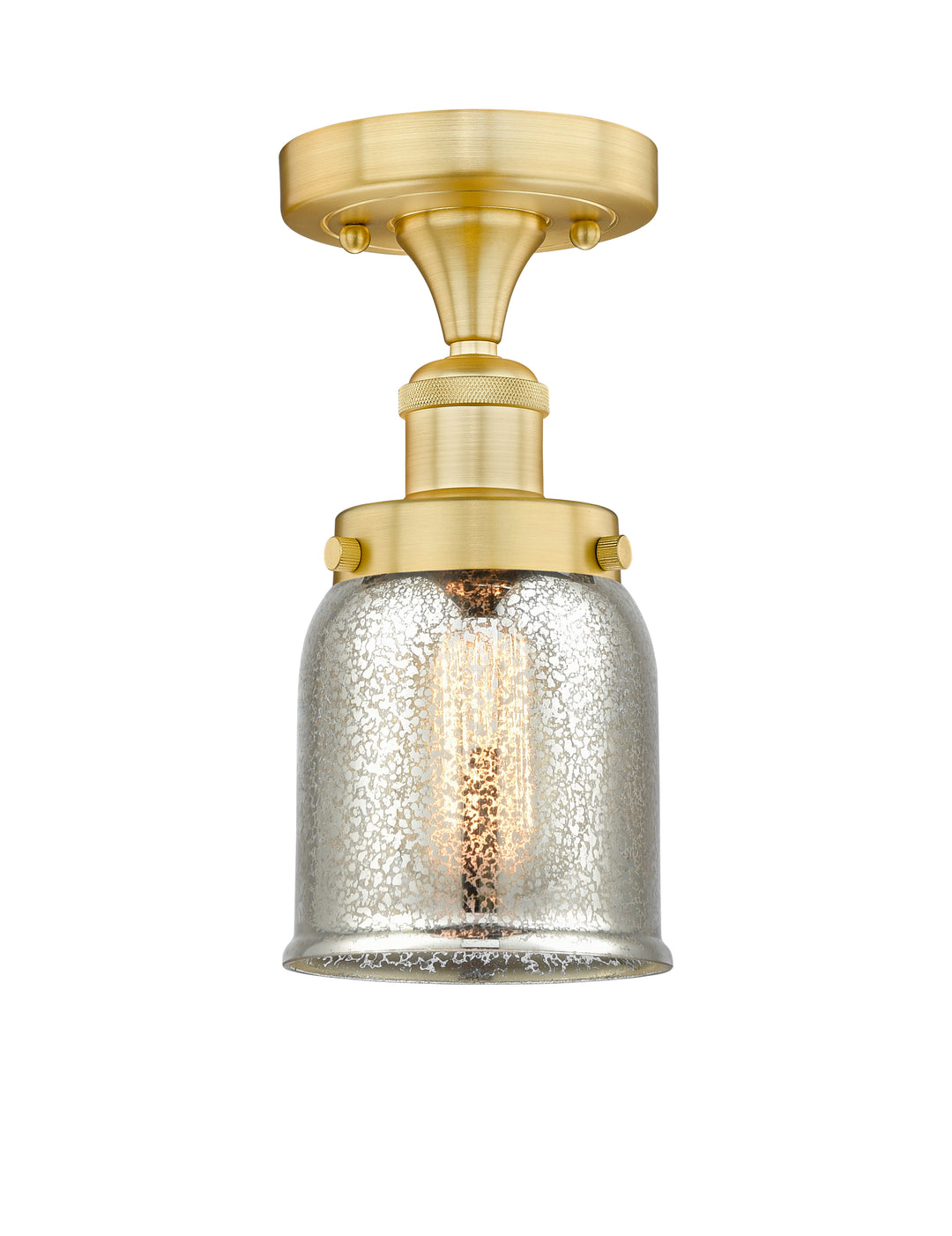 Innovations Lighting Bell 5" Semi-Flush Mount - Satin Gold Ceiling Semi Flush Mounts Innovations Lighting Silver Plated Mercury ; Glass Type: Mercury  