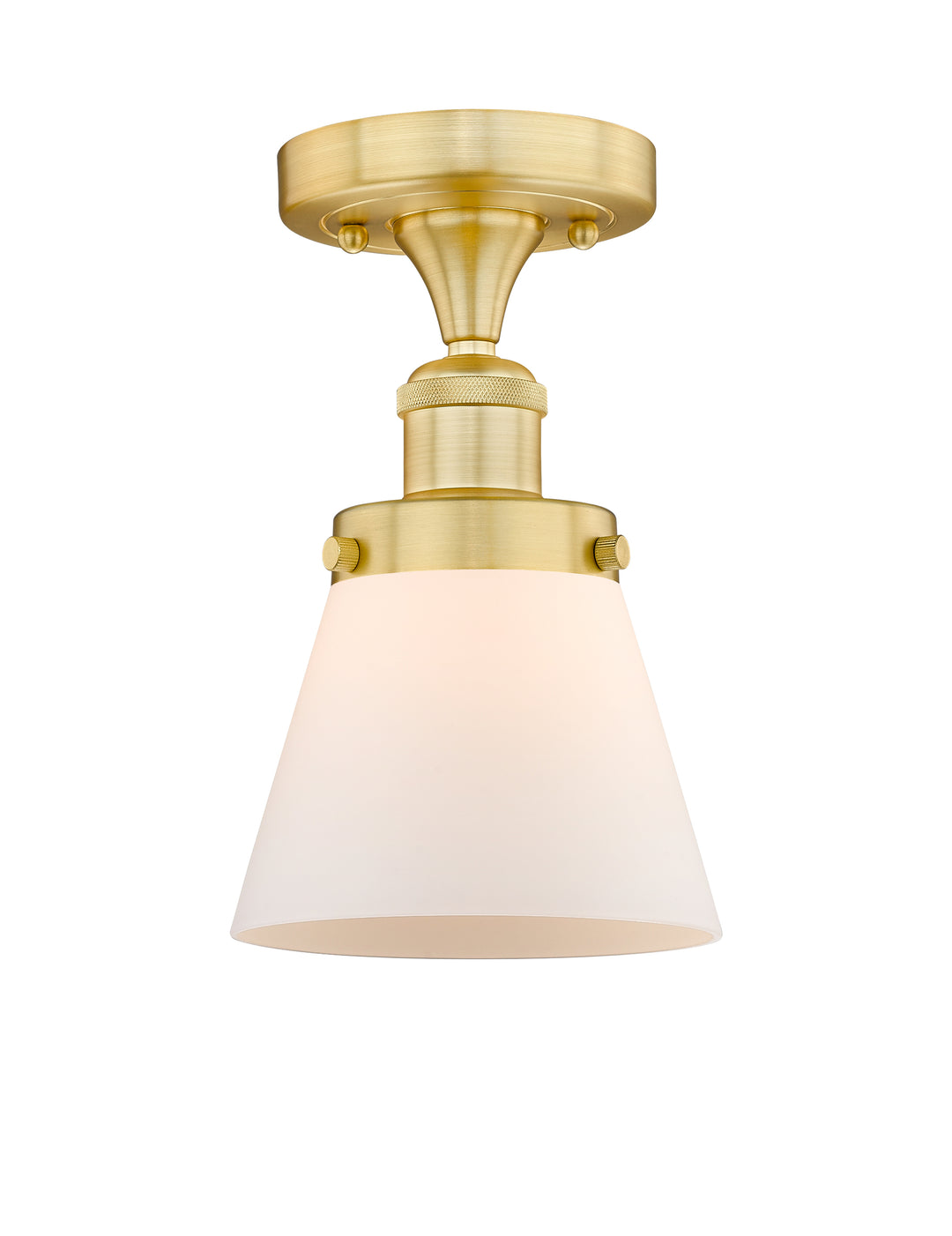 Innovations Lighting Cone 6" Semi-Flush Mount - Satin Gold Ceiling Semi Flush Mounts Innovations Lighting Matte White ; Glass Type: Frosted  