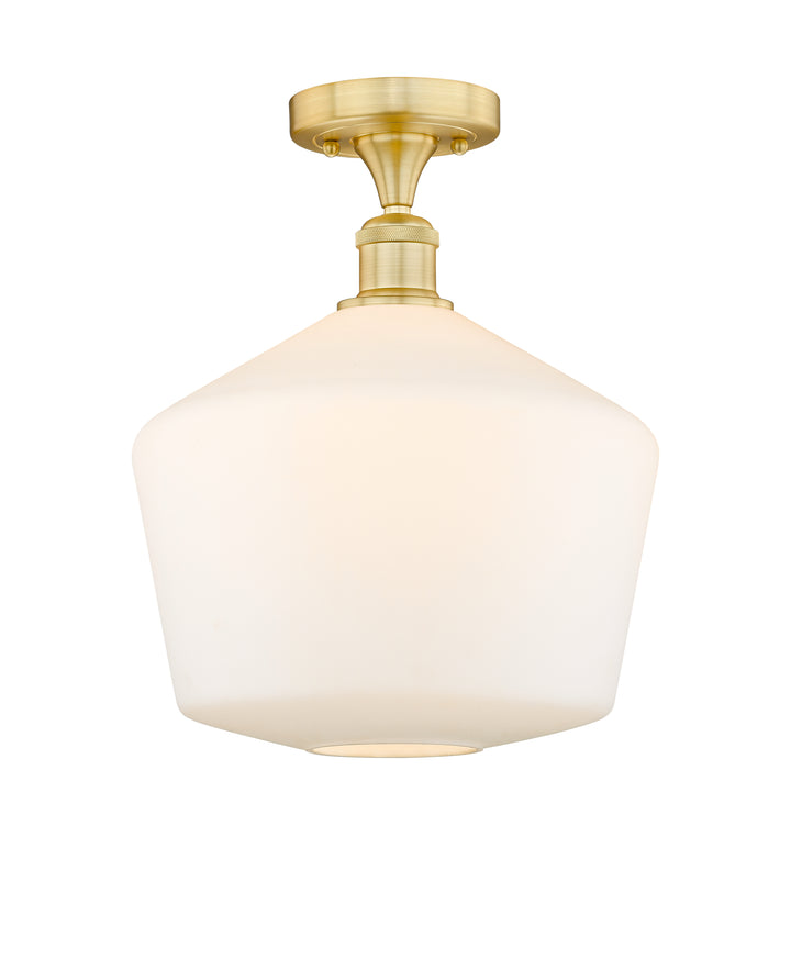 Innovations Lighting Cindyrella 12" Semi-Flush Mount - Satin Gold Ceiling Semi Flush Mounts Innovations Lighting Cased Matte White ; Glass Type: White  