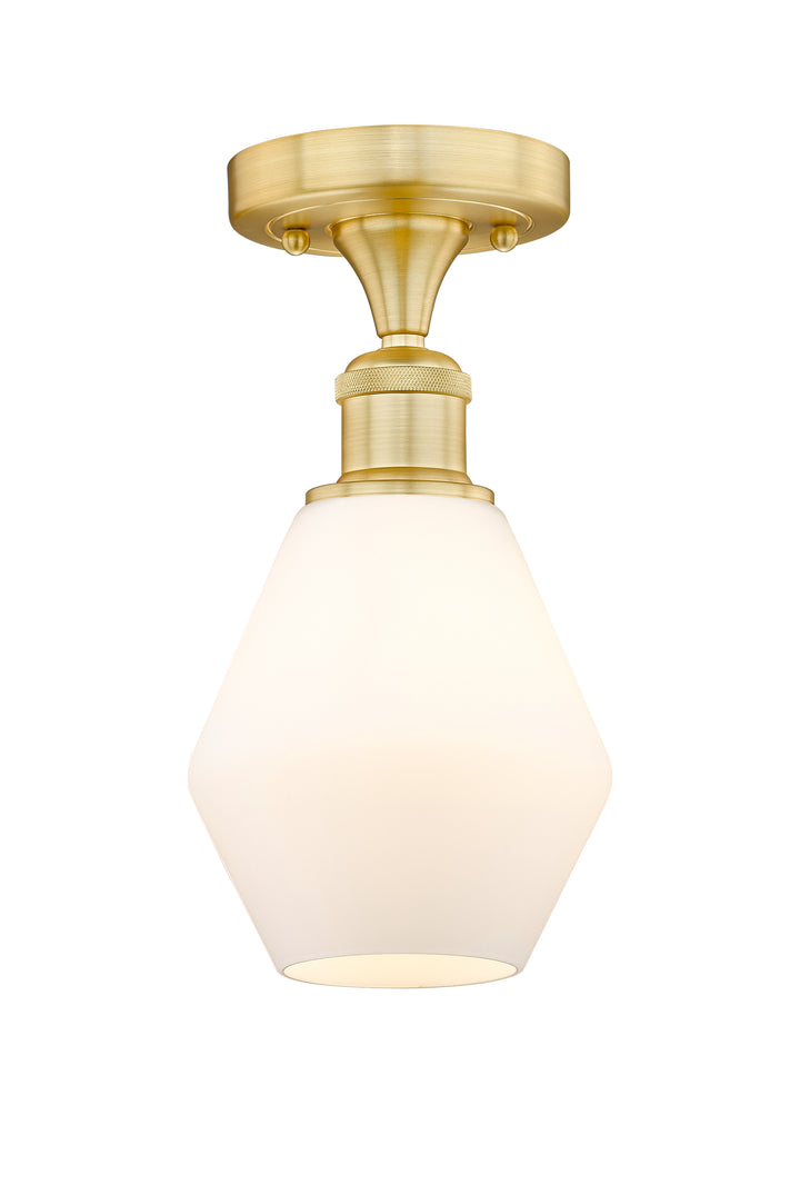 Innovations Lighting Cindyrella 6" Semi-Flush Mount - Satin Gold Ceiling Semi Flush Mounts Innovations Lighting Cased Matte White ; Glass Type: White  