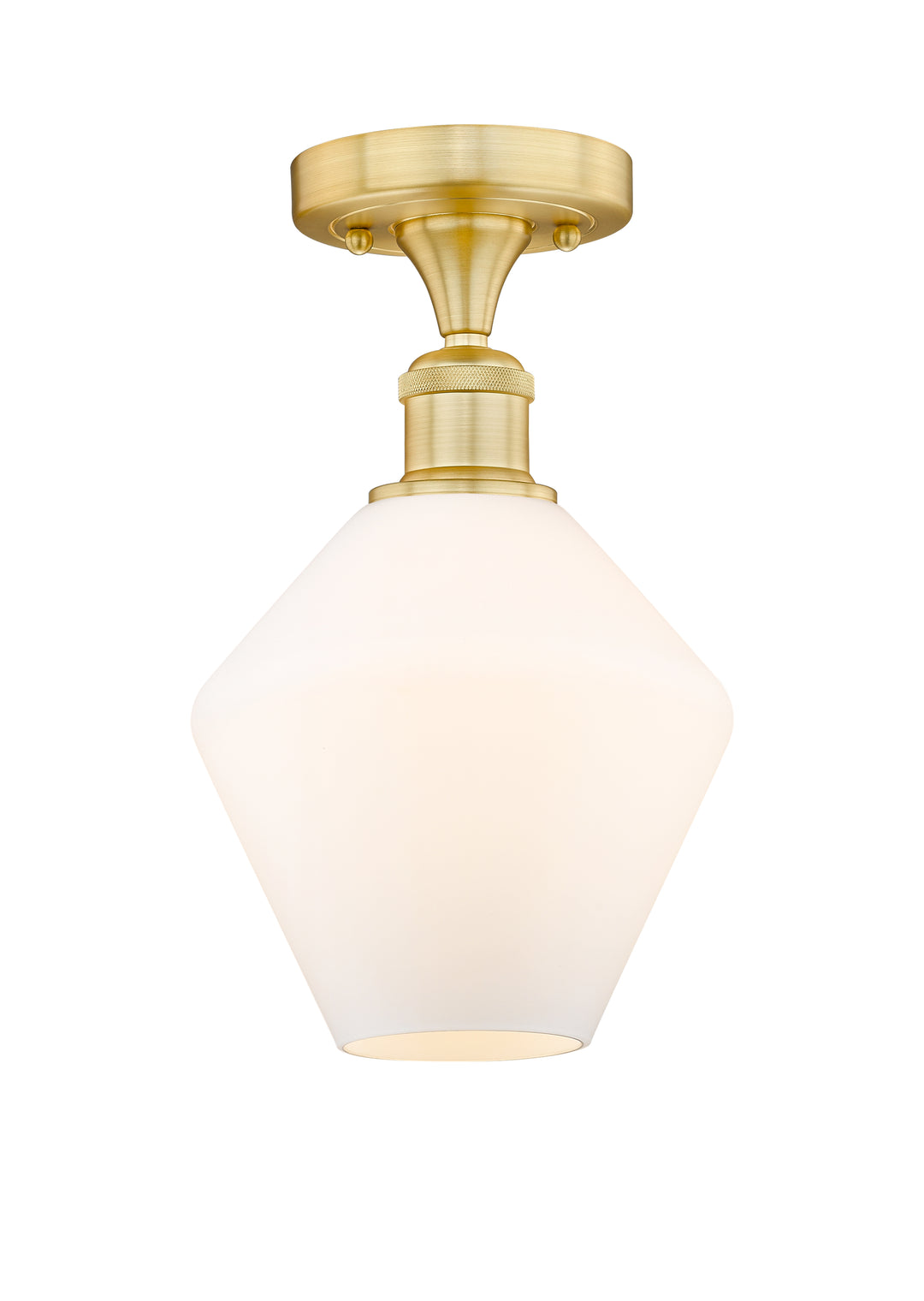 Innovations Lighting Cindyrella 8" Semi-Flush Mount - Satin Gold Ceiling Semi Flush Mounts Innovations Lighting Cased Matte White ; Glass Type: White  