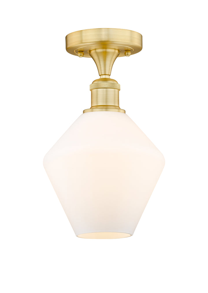 Innovations Lighting Cindyrella 8" Semi-Flush Mount - Satin Gold Ceiling Semi Flush Mounts Innovations Lighting Cased Matte White ; Glass Type: White  