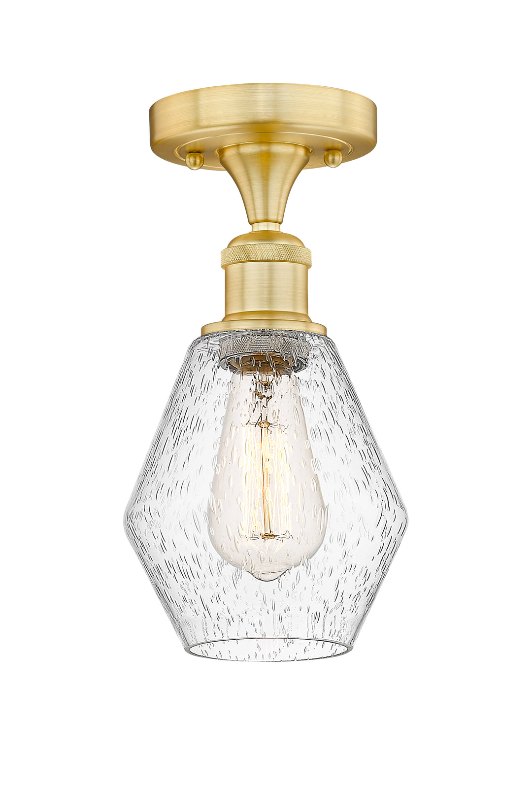 Innovations Lighting Cindyrella 6" Semi-Flush Mount - Satin Gold Ceiling Semi Flush Mounts Innovations Lighting Seedy ; Glass Type: Seeded  