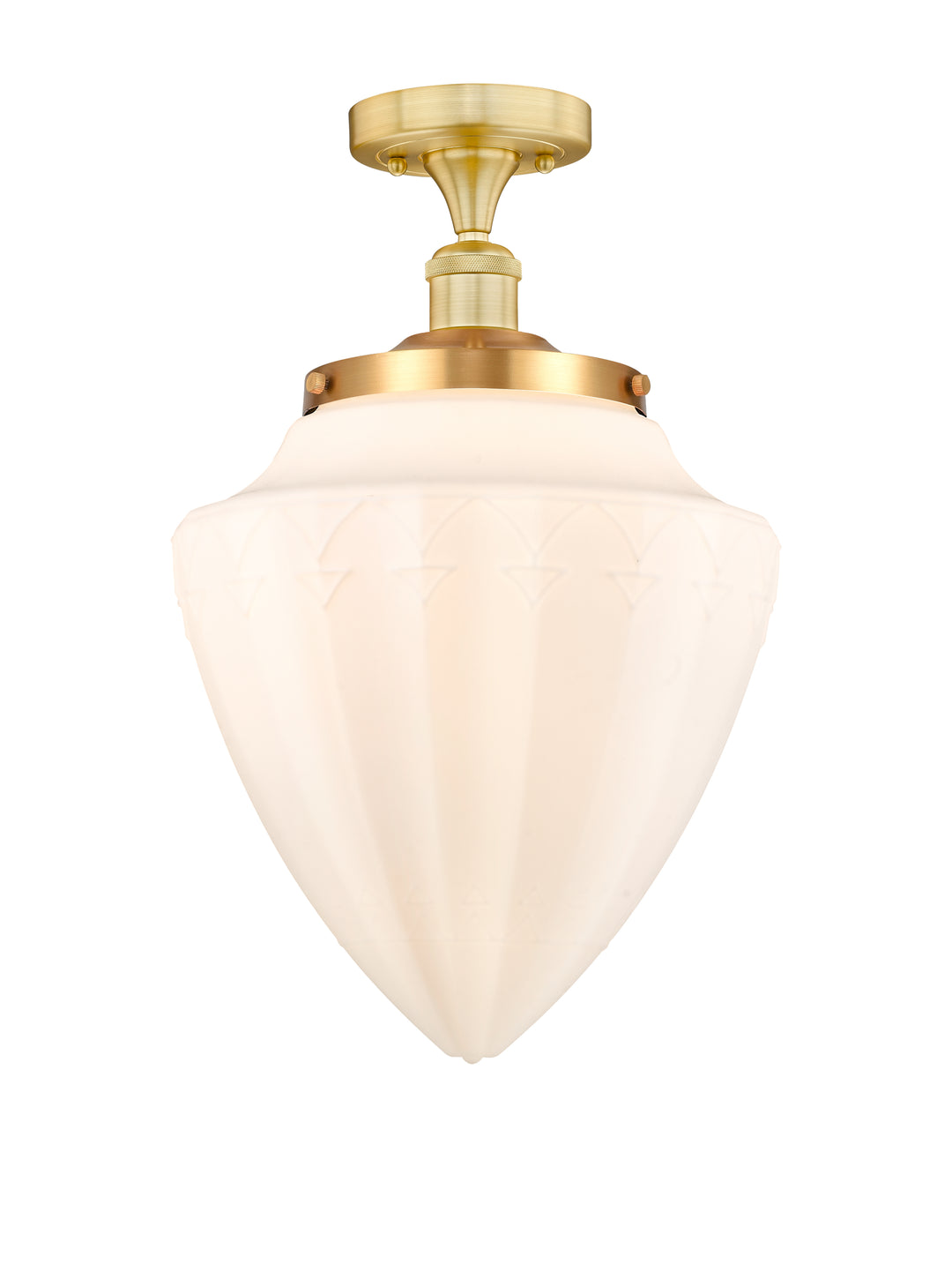 Innovations Lighting Bridgeton 15.75" Semi-Flush Mount Ceiling Semi Flush Mounts Innovations Lighting Satin Gold Matte White ; Glass Type: Frosted 