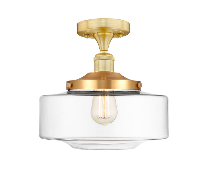 Innovations Lighting Bridgeton 12" Semi-Flush Mount - Satin Gold Ceiling Semi Flush Mounts Innovations Lighting Clear ; Glass Type: Transparent  