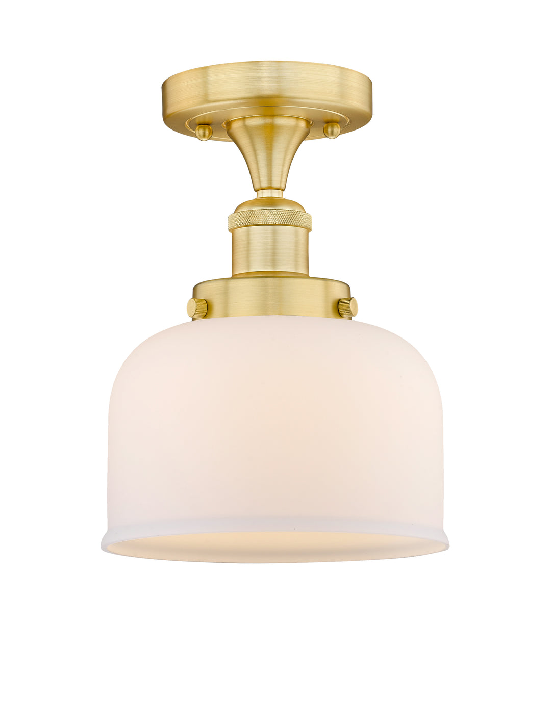 Innovations Lighting Bell 8" Semi-Flush Mount - Satin Gold Ceiling Semi Flush Mounts Innovations Lighting Matte White ; Glass Type: Frosted  