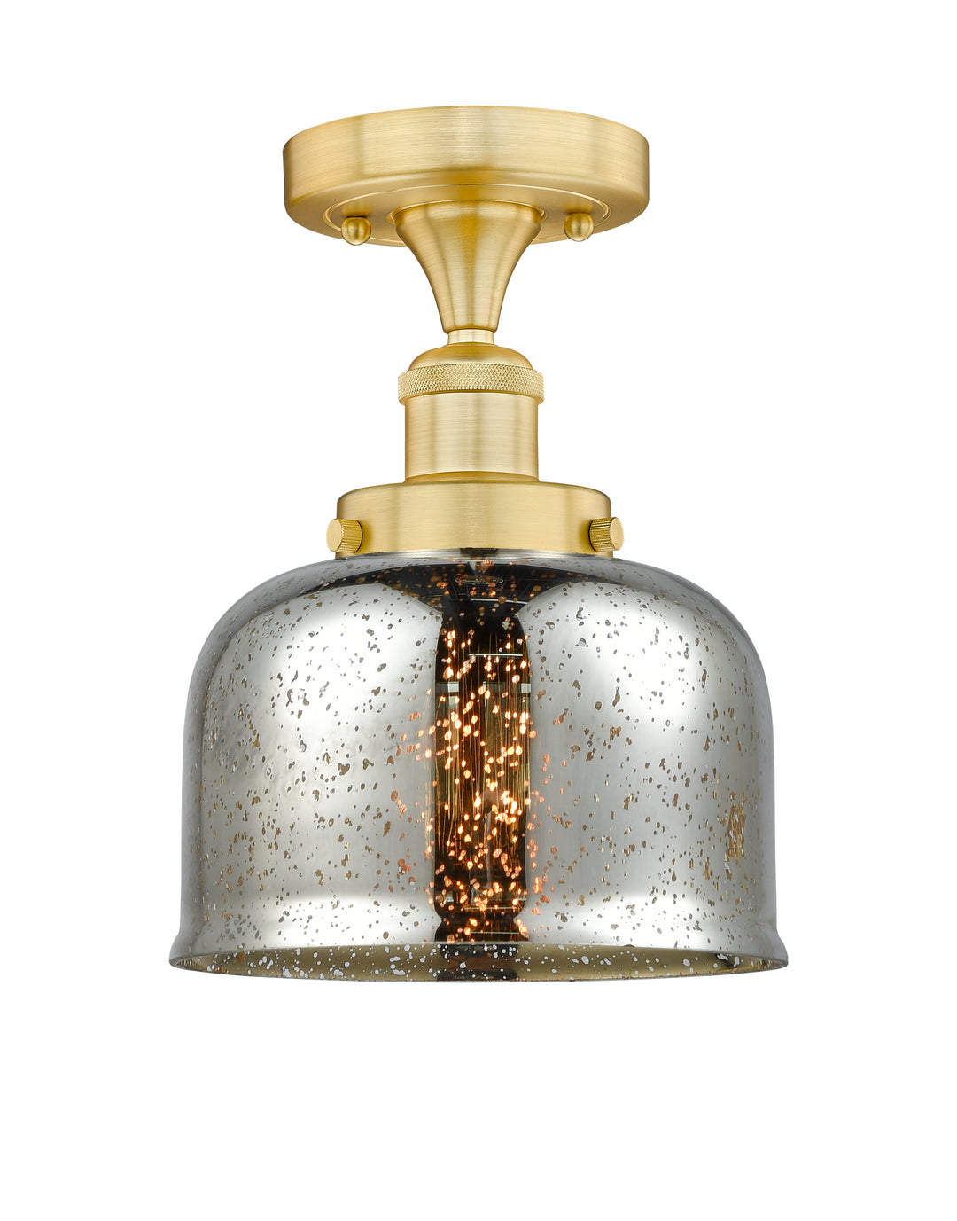 Innovations Lighting Bell 8" Semi-Flush Mount - Satin Gold Ceiling Semi Flush Mounts Innovations Lighting Silver Plated Mercury ; Glass Type: Mercury  