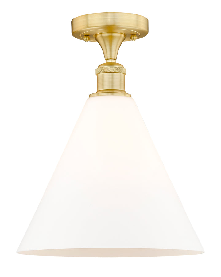 Innovations Lighting Berkshire Glass 12" Semi-Flush Mount - Satin Gold Ceiling Semi Flush Mounts Innovations Lighting Matte White ; Glass Type: White  