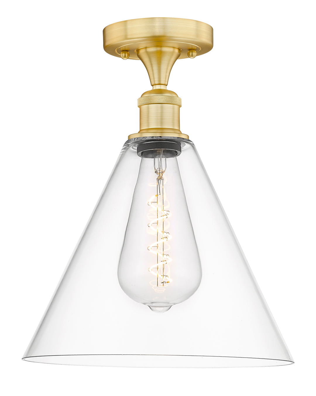 Innovations Lighting Berkshire Glass 12" Semi-Flush Mount - Satin Gold Ceiling Semi Flush Mounts Innovations Lighting Clear ; Glass Type: Clear  