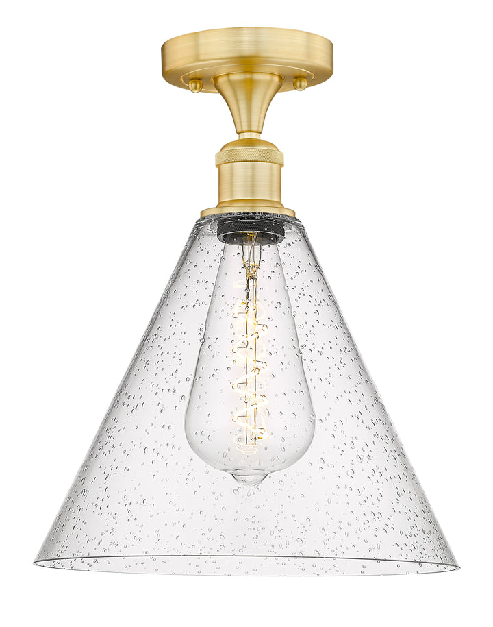 Innovations Lighting Berkshire Glass 12" Semi-Flush Mount - Satin Gold Ceiling Semi Flush Mounts Innovations Lighting Seedy ; Glass Type: Seeded  