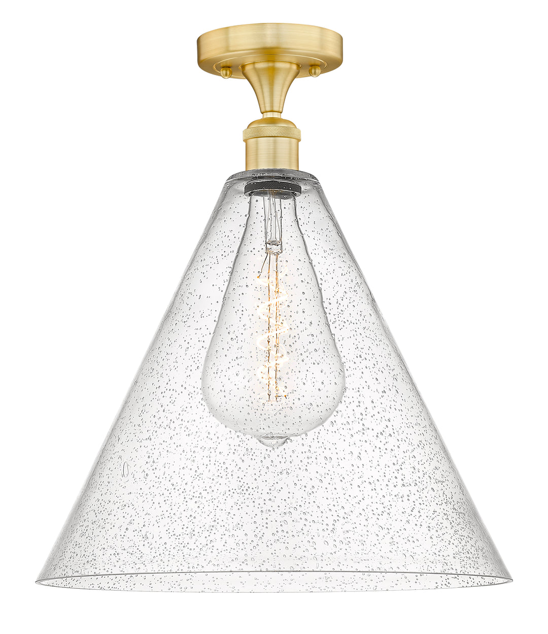 Innovations Lighting Berkshire Glass 16" Semi-Flush Mount - Satin Gold Ceiling Semi Flush Mounts Innovations Lighting Seedy ; Glass Type: Seeded  