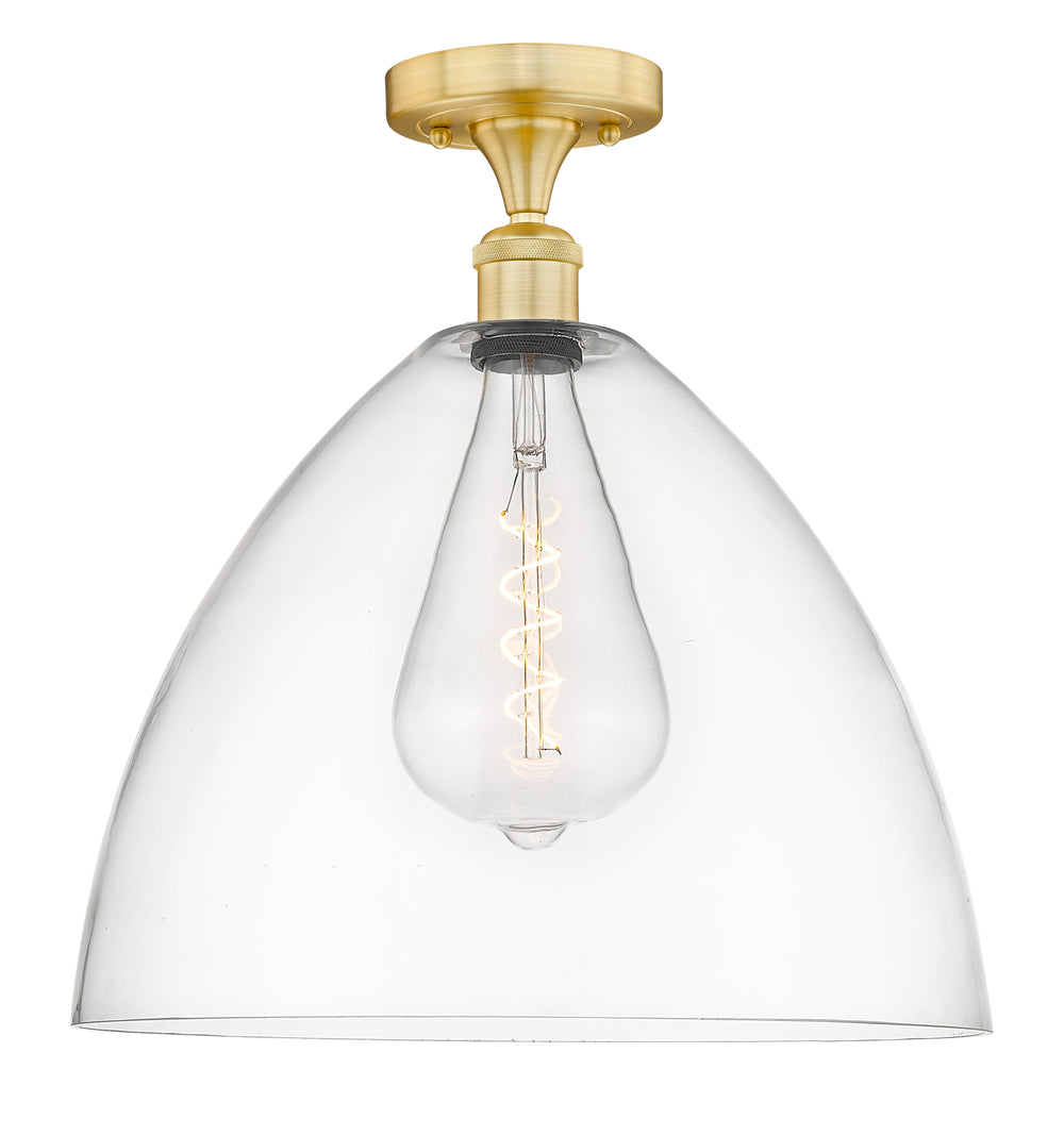 Innovations Lighting Bristol 16" Semi-Flush Mount - Satin Gold Ceiling Semi Flush Mounts Innovations Lighting Clear ; Glass Type: Clear  