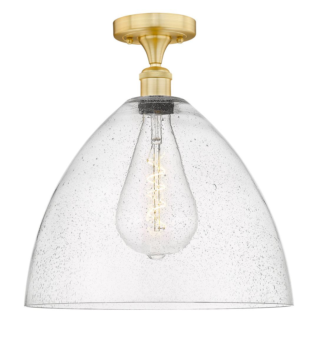 Innovations Lighting Bristol 16" Semi-Flush Mount - Satin Gold Ceiling Semi Flush Mounts Innovations Lighting Seedy ; Glass Type: Seeded  