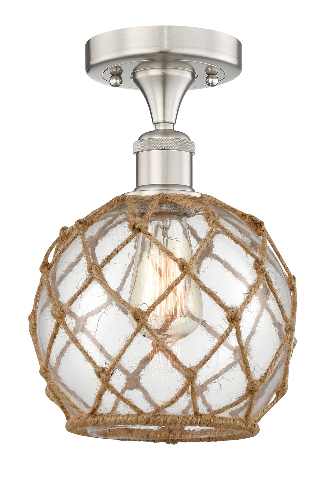 Innovations Lighting Farmhouse Rope Semi-Flush Mount - Brushed Satin Nickel