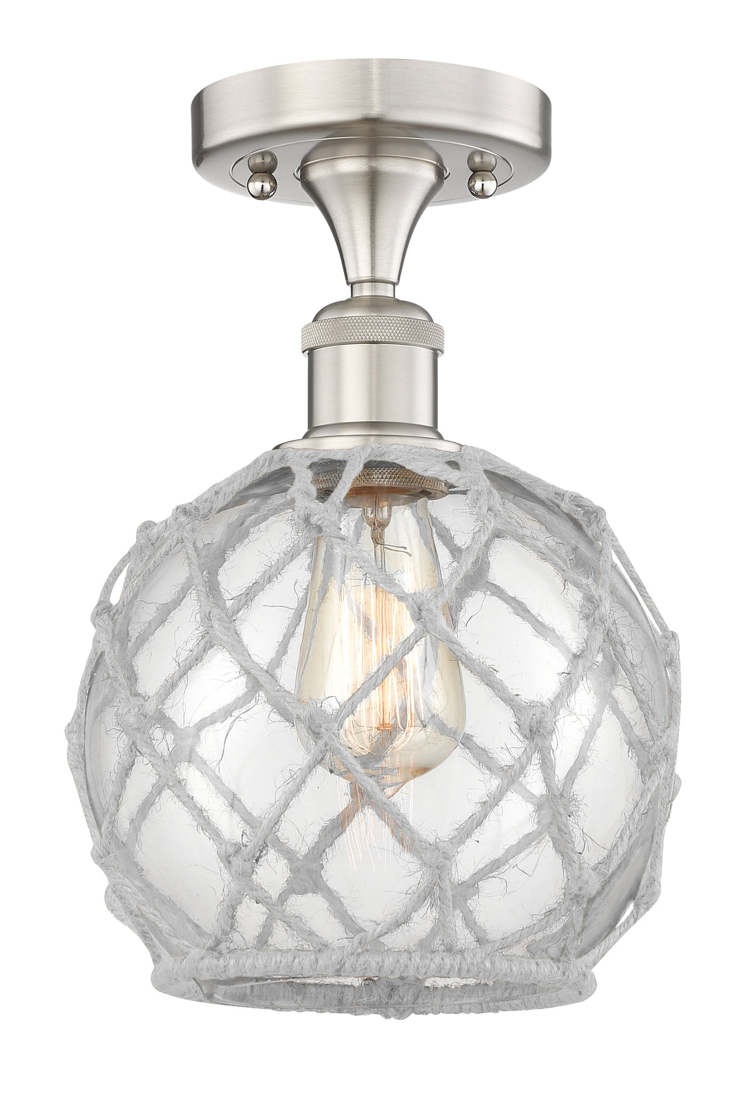 Innovations Lighting Farmhouse Rope Semi-Flush Mount - Brushed Satin Nickel