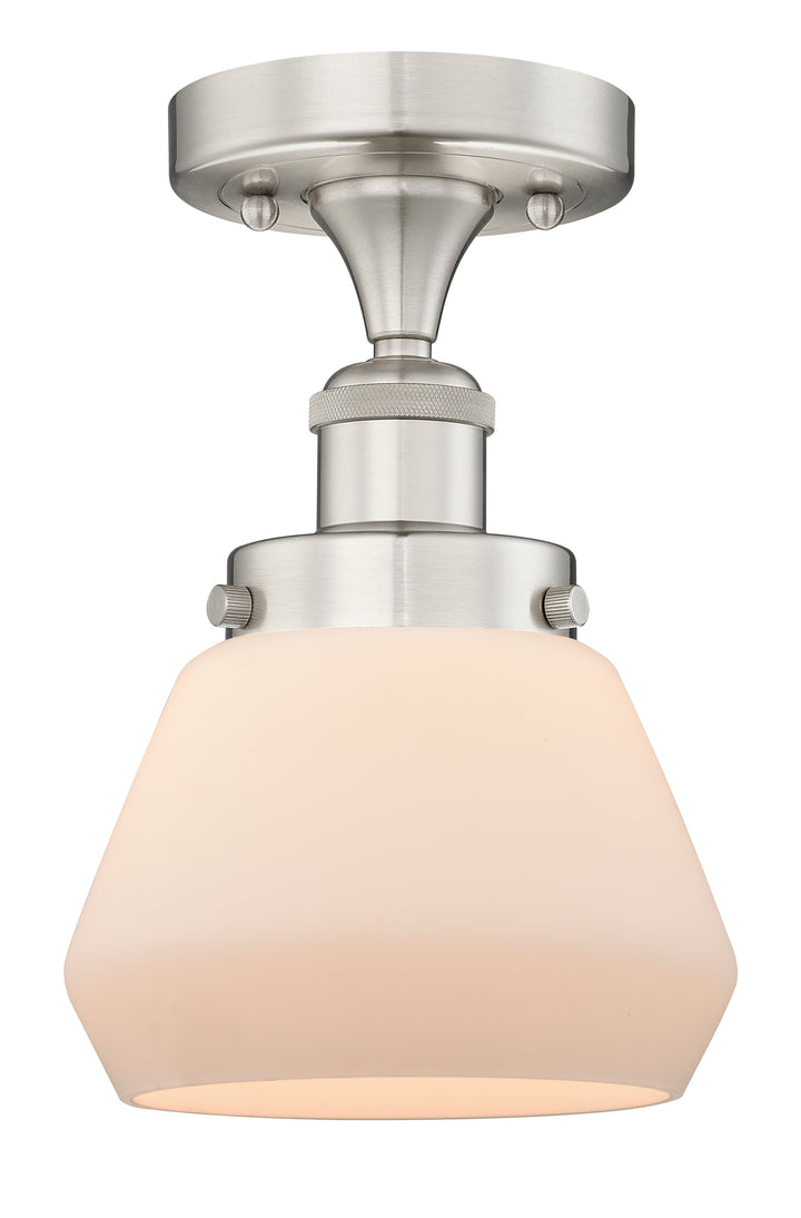 Innovations Lighting Fulton 7" Semi-Flush Mount - Brushed Satin Nickel Ceiling Semi Flush Mounts Innovations Lighting Matte White ; Glass Type: Frosted  