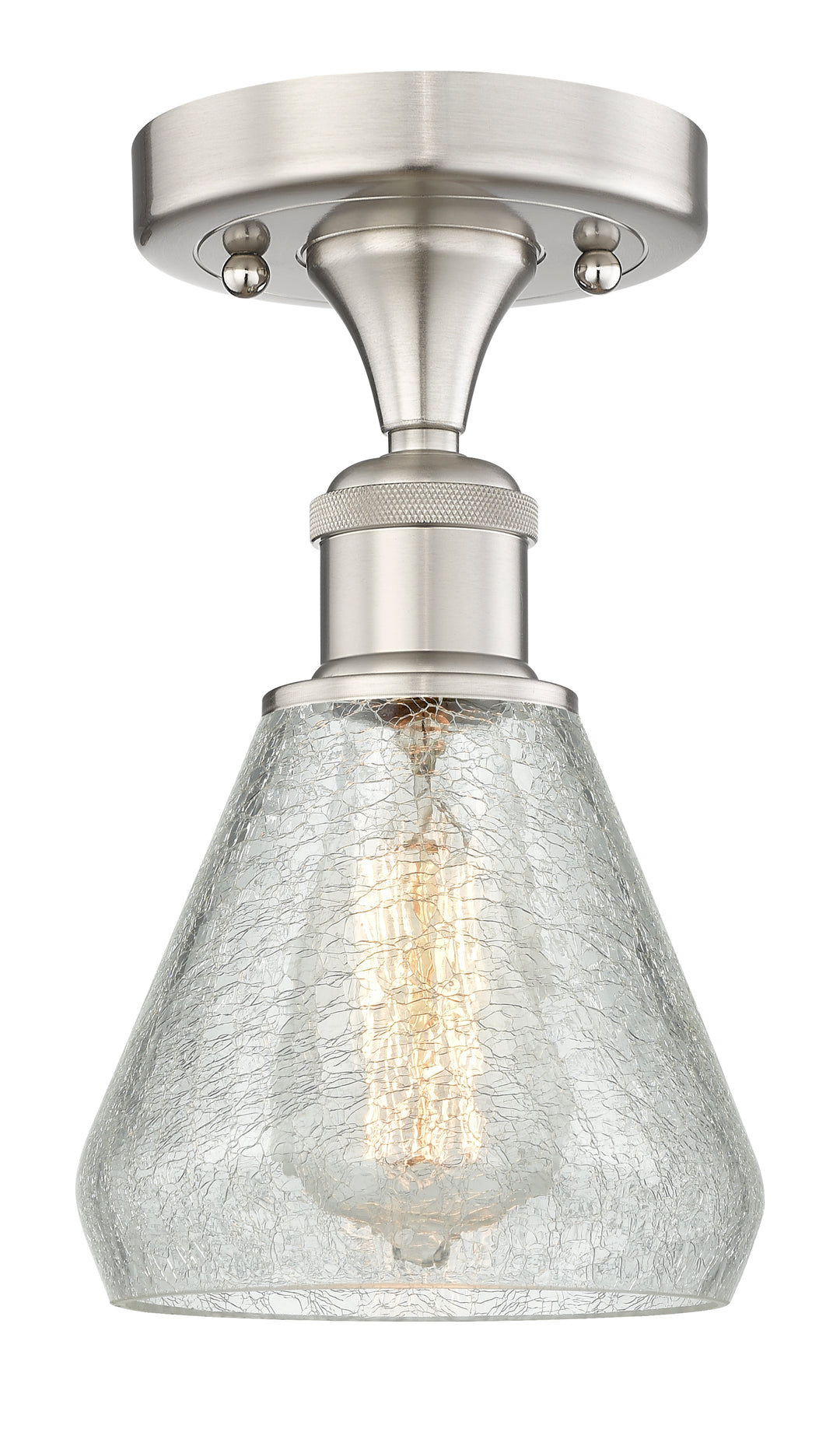 Innovations Lighting Conesus 6" Flush Mount - Brushed Satin Nickel Ceiling Flush Mounts Innovations Lighting Clear Crackle ; Glass Type: Crackled  