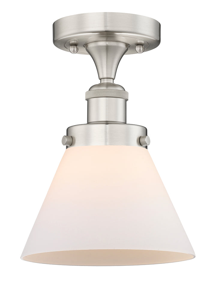 Innovations Lighting Cone 8" Semi-Flush Mount - Brushed Satin Nickel Ceiling Semi Flush Mounts Innovations Lighting Matte White ; Glass Type: Frosted  