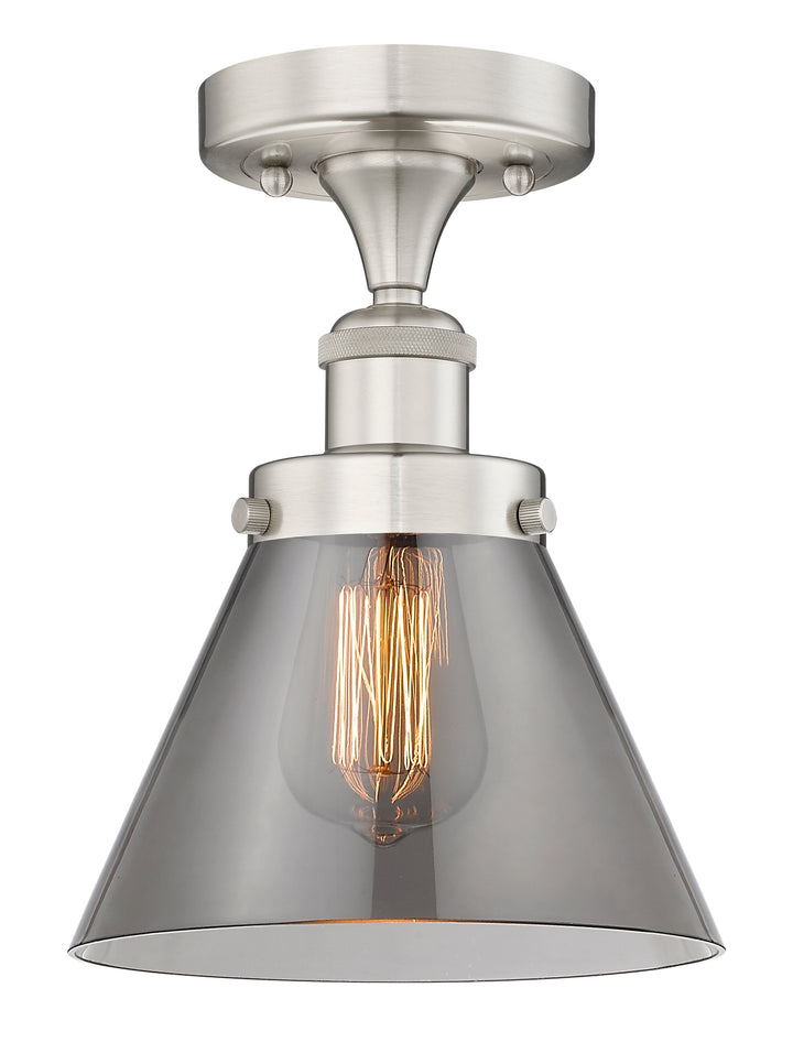 Innovations Lighting Cone 8" Semi-Flush Mount - Brushed Satin Nickel Ceiling Semi Flush Mounts Innovations Lighting Light Smoke ; Glass Type: Colorful  