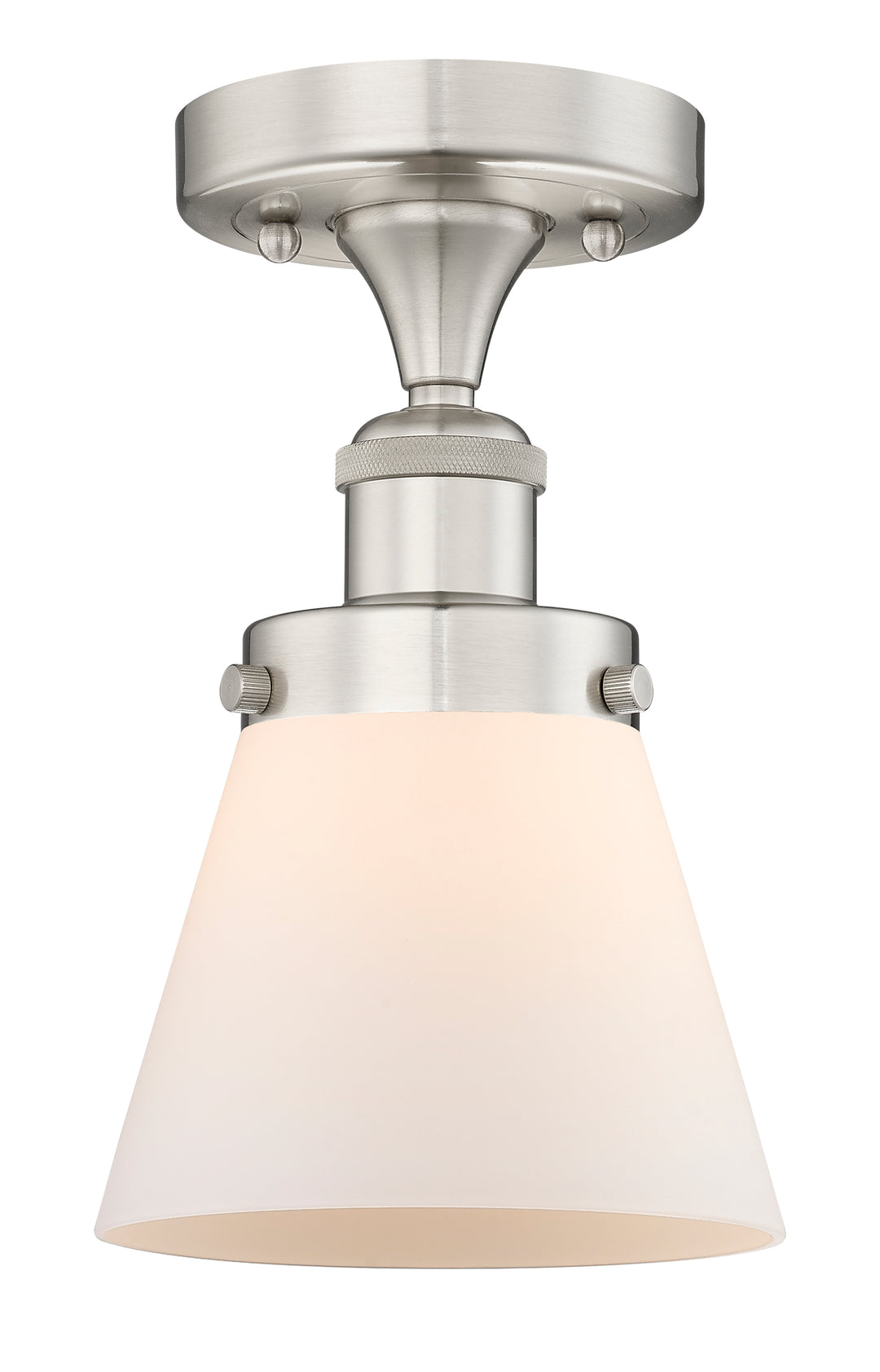 Innovations Lighting Cone 6" Semi-Flush Mount - Brushed Satin Nickel Ceiling Semi Flush Mounts Innovations Lighting Matte White ; Glass Type: Frosted  