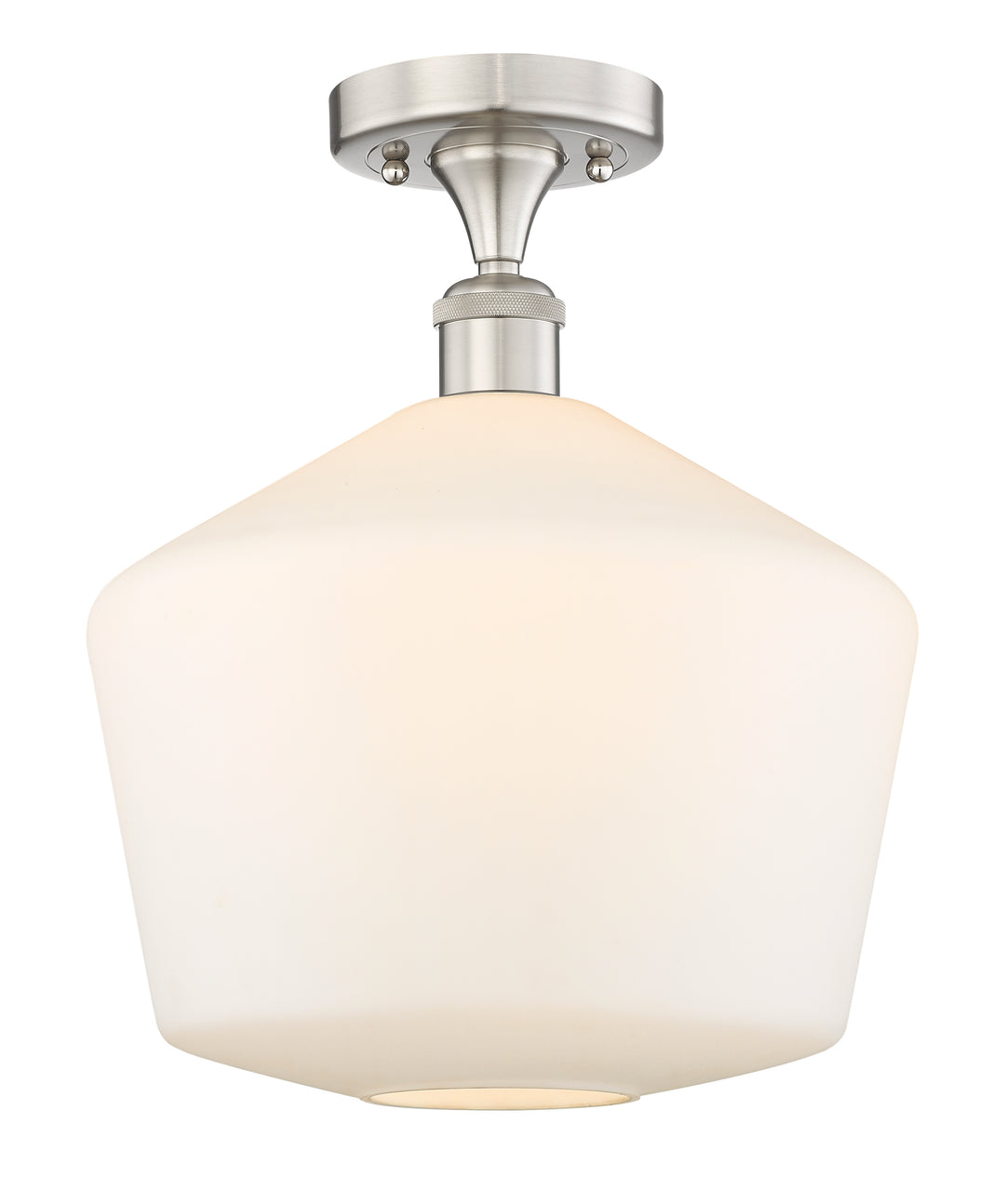 Innovations Lighting Cindyrella 12" Semi-Flush Mount - Brushed Satin Nickel Ceiling Semi Flush Mounts Innovations Lighting Cased Matte White ; Glass Type: White  