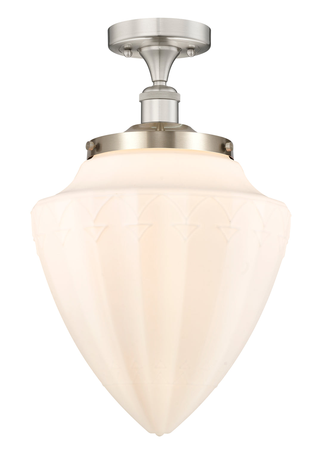 Innovations Lighting Bridgeton 15.75" Semi-Flush Mount Ceiling Semi Flush Mounts Innovations Lighting Brushed Satin Nickel Matte White ; Glass Type: Frosted 