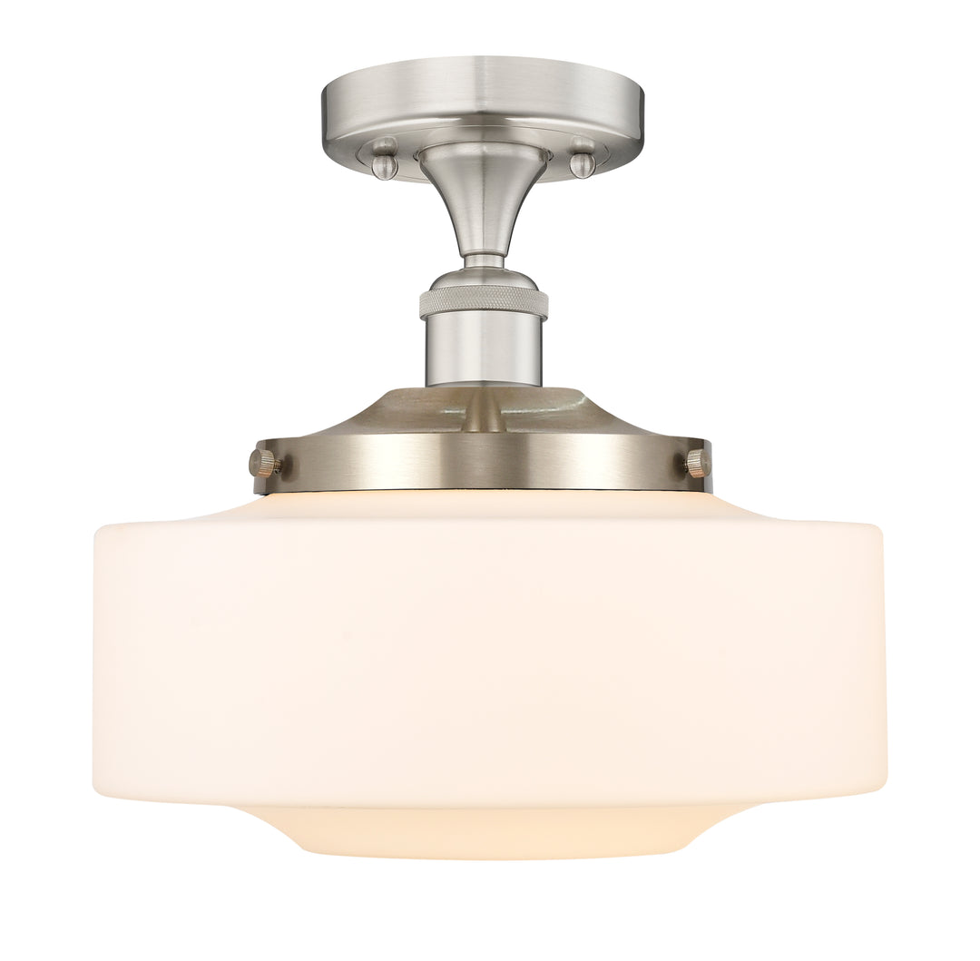 Innovations Lighting Bridgeton 12" Semi-Flush Mount - Brushed Satin Nickel Ceiling Semi Flush Mounts Innovations Lighting Matte White ; Glass Type: Frosted  