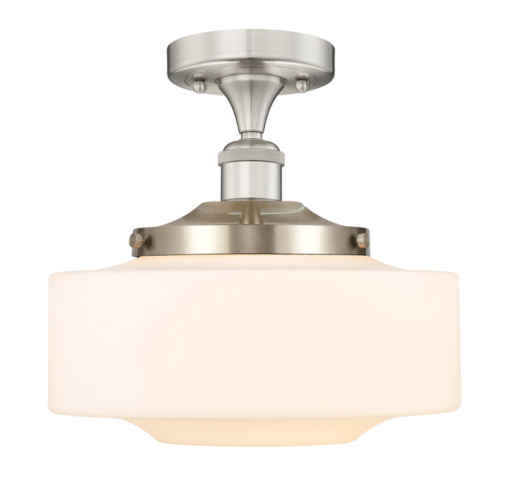 Innovations Lighting Bridgeton 12" Semi-Flush Mount - Brushed Satin Nickel Ceiling Semi Flush Mounts Innovations Lighting Matte White ; Glass Type: Frosted  