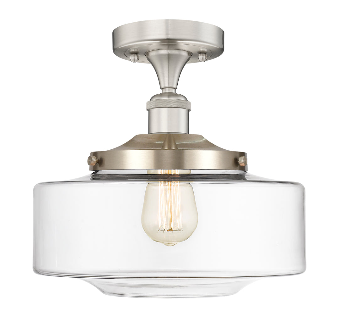 Innovations Lighting Bridgeton 12" Semi-Flush Mount - Brushed Satin Nickel Ceiling Semi Flush Mounts Innovations Lighting Clear ; Glass Type: Transparent  