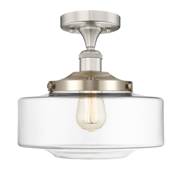 Innovations Lighting Bridgeton 12" Semi-Flush Mount - Brushed Satin Nickel Ceiling Semi Flush Mounts Innovations Lighting Clear ; Glass Type: Transparent  