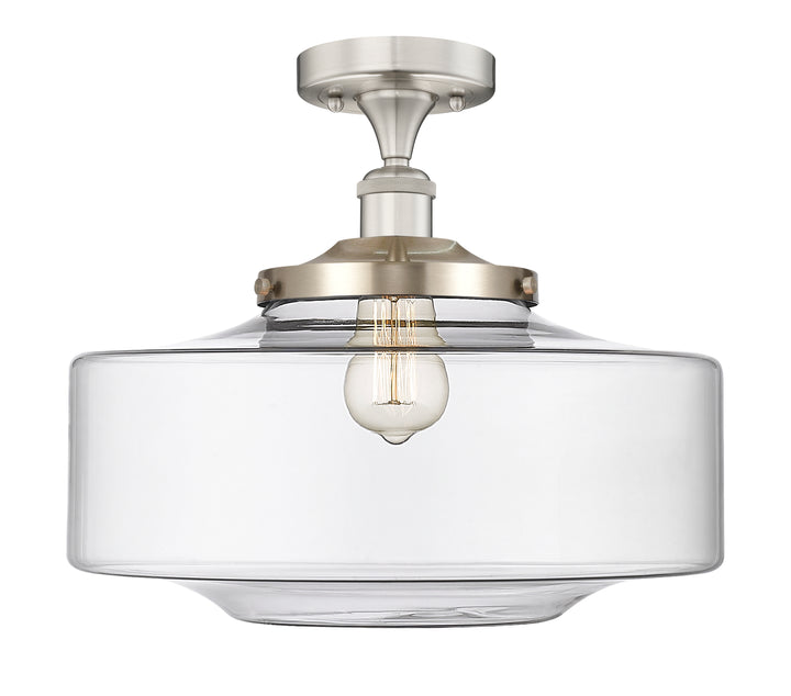 Innovations Lighting Bridgeton 16" Semi-Flush Mount - Brushed Satin Nickel Ceiling Semi Flush Mounts Innovations Lighting Clear ; Glass Type: Transparent  