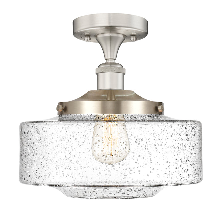 Innovations Lighting Bridgeton 12" Semi-Flush Mount - Brushed Satin Nickel Ceiling Semi Flush Mounts Innovations Lighting Seedy ; Glass Type: Seeded  