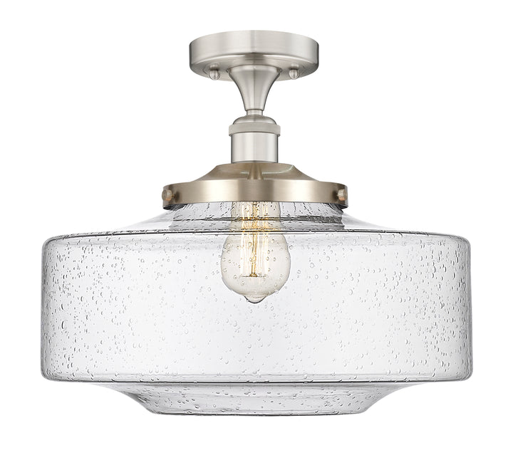 Innovations Lighting Bridgeton 16" Semi-Flush Mount - Brushed Satin Nickel Ceiling Semi Flush Mounts Innovations Lighting Seedy ; Glass Type: Seeded  