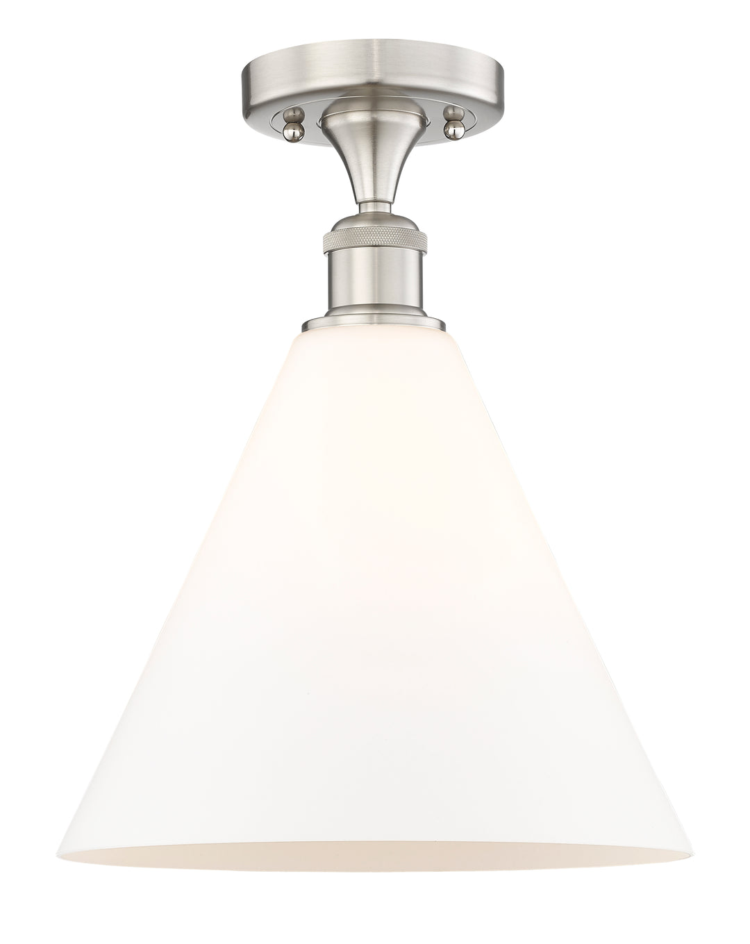 Innovations Lighting Berkshire Glass 12" Semi-Flush Mount - Brushed Satin Nickel Ceiling Semi Flush Mounts Innovations Lighting Matte White ; Glass Type: White  