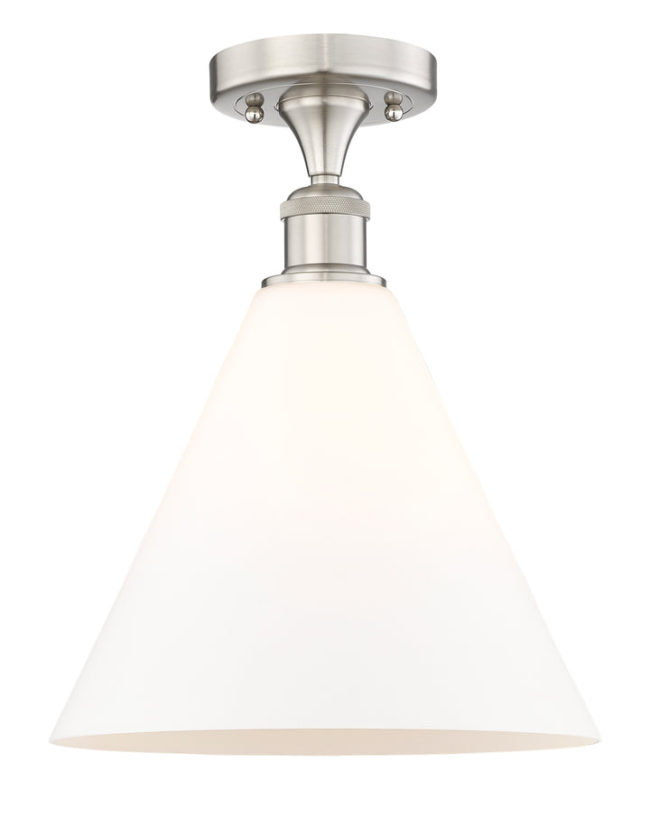 Innovations Lighting Berkshire Glass 12" Semi-Flush Mount - Brushed Satin Nickel Ceiling Semi Flush Mounts Innovations Lighting Matte White ; Glass Type: White  