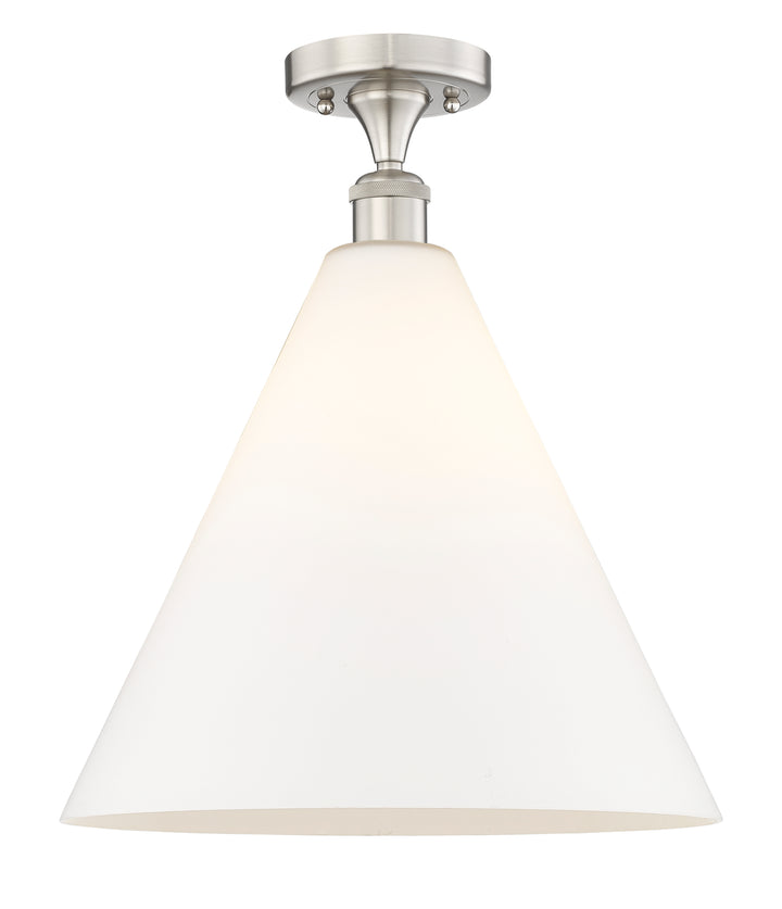 Innovations Lighting Berkshire Glass 16" Semi-Flush Mount - Brushed Satin Nickel Ceiling Semi Flush Mounts Innovations Lighting Matte White ; Glass Type: White  