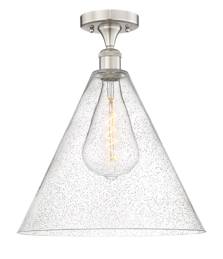 Innovations Lighting Berkshire Glass 16" Semi-Flush Mount - Brushed Satin Nickel Ceiling Semi Flush Mounts Innovations Lighting Seedy ; Glass Type: Seeded  