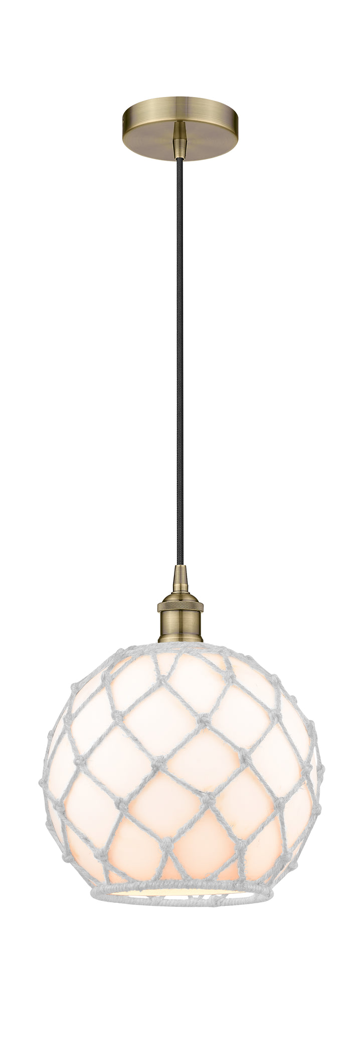 Innovations Lighting Edison 10" Mini Pendant - Antique Brass Mini-Pendants Innovations Lighting White Glass with White Rope ; Glass Type: White  