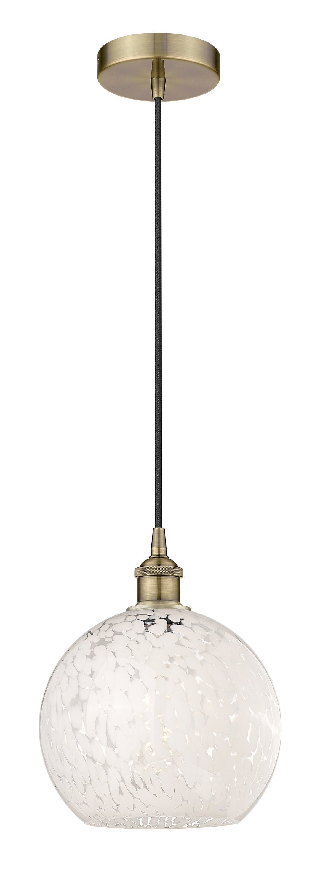 Innovations Lighting White Mouchette 10" Mini Pendant - Antique Brass Mini-Pendants Innovations Lighting   