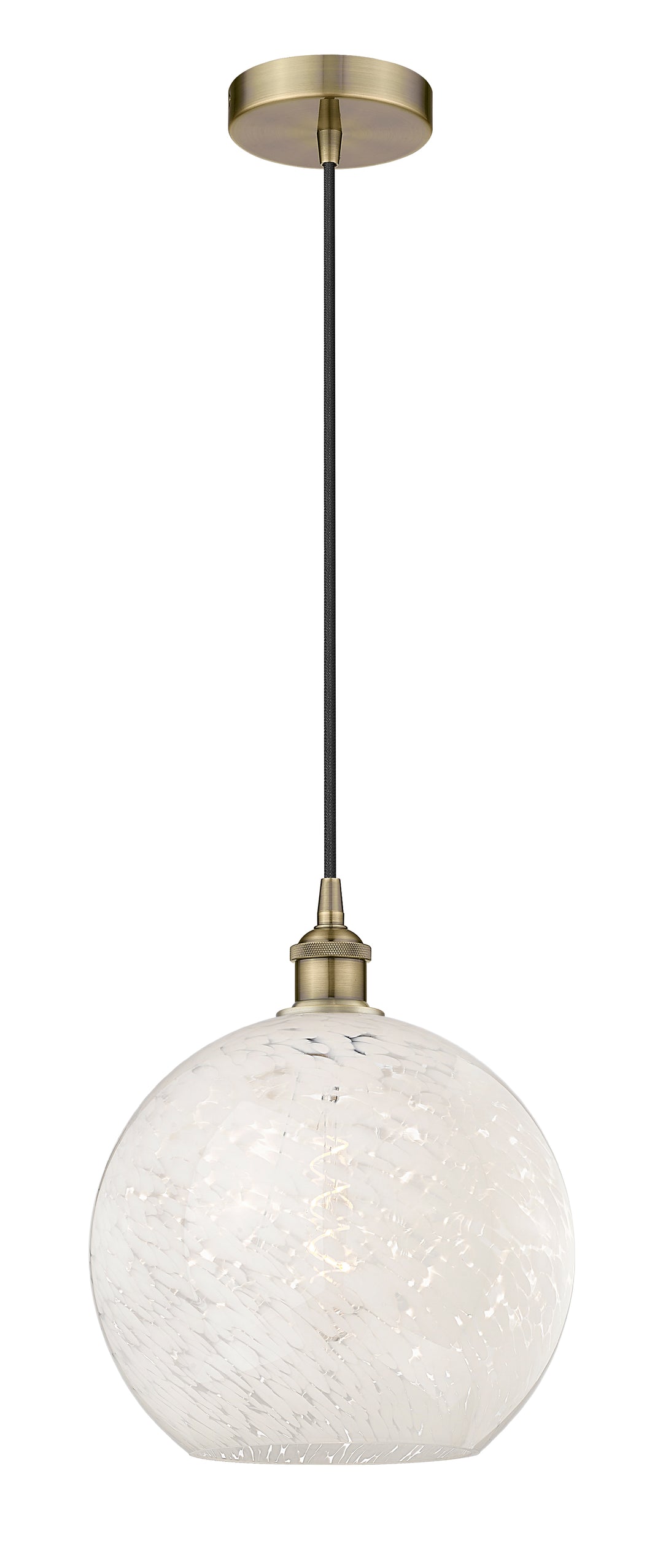 Innovations Lighting White Mouchette 12" Mini Pendant - Antique Brass Mini-Pendants Innovations Lighting   