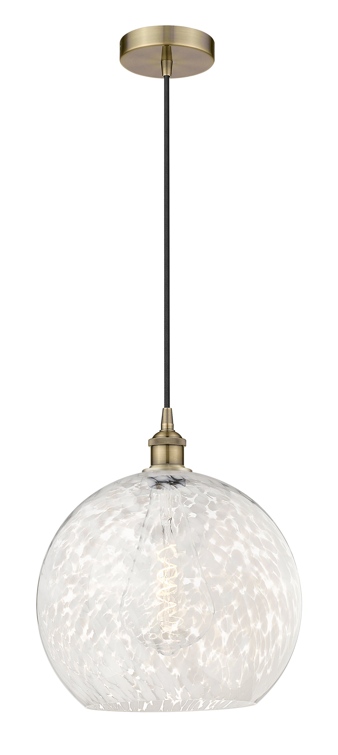 Innovations Lighting White Mouchette 14" Pendant - Antique Brass Pendants Innovations Lighting   