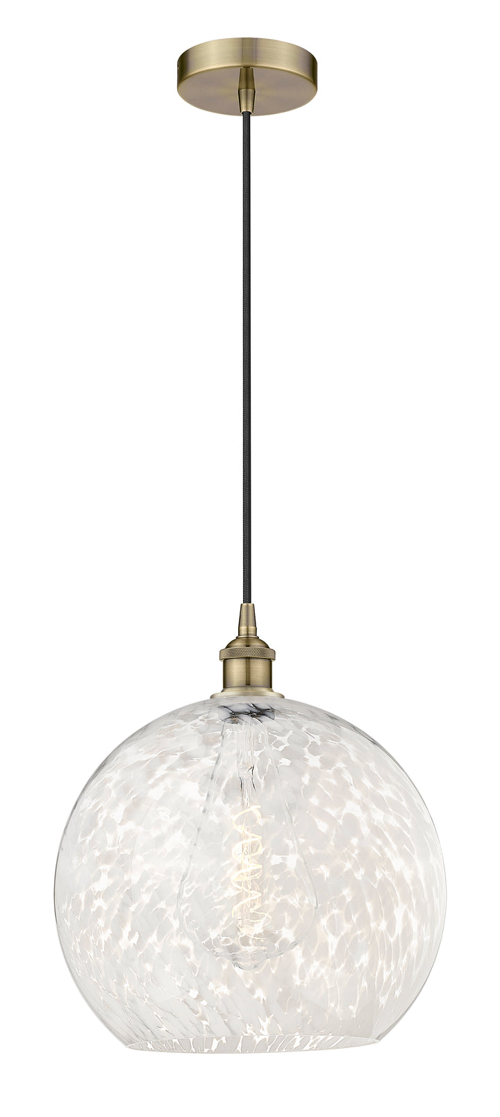 Innovations Lighting White Mouchette 14" Pendant - Antique Brass Pendants Innovations Lighting   