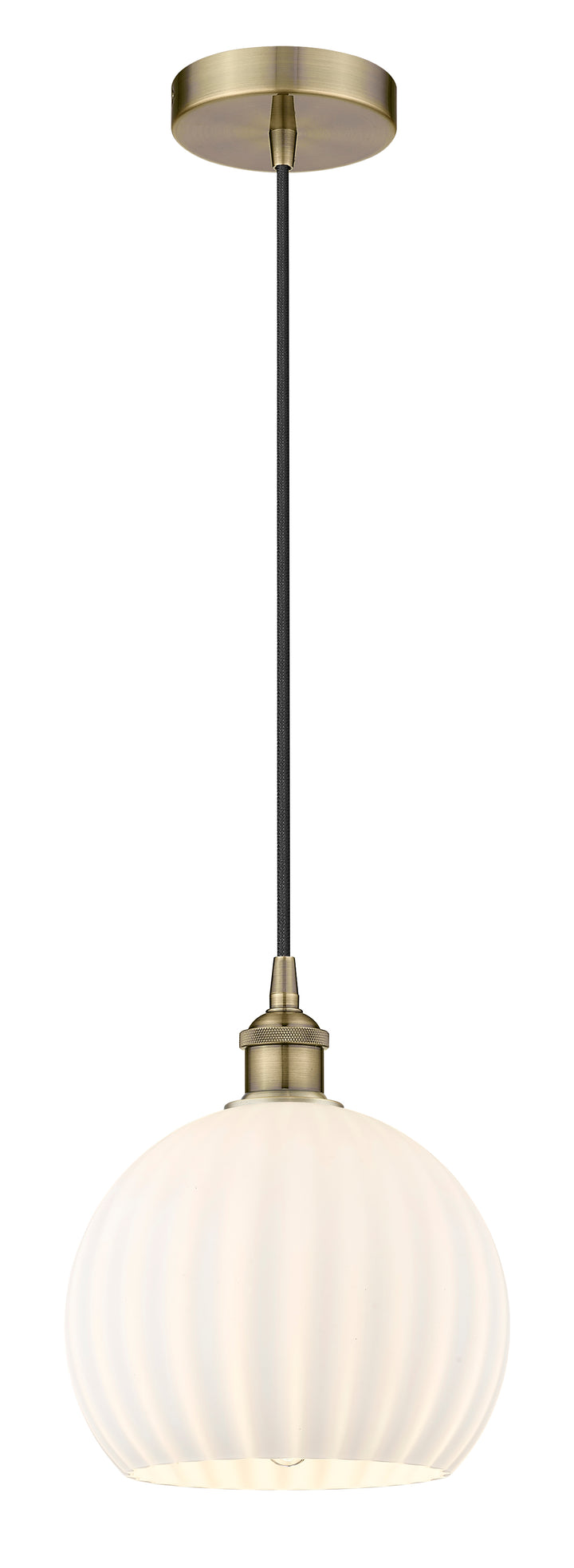 Innovations Lighting White Venetian 10" Mini Pendant - Antique Brass Mini-Pendants Innovations Lighting   