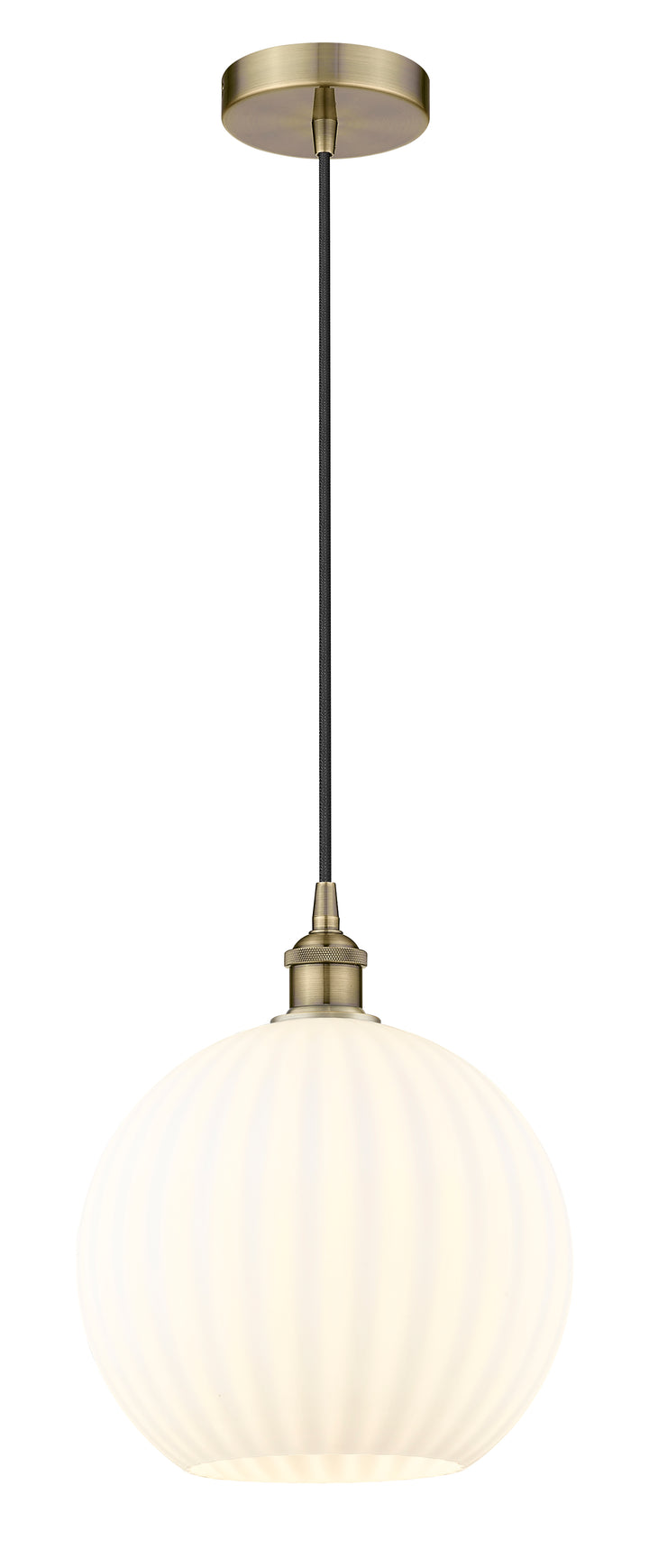 Innovations Lighting White Venetian 12" Mini Pendant - Antique Brass Mini-Pendants Innovations Lighting   