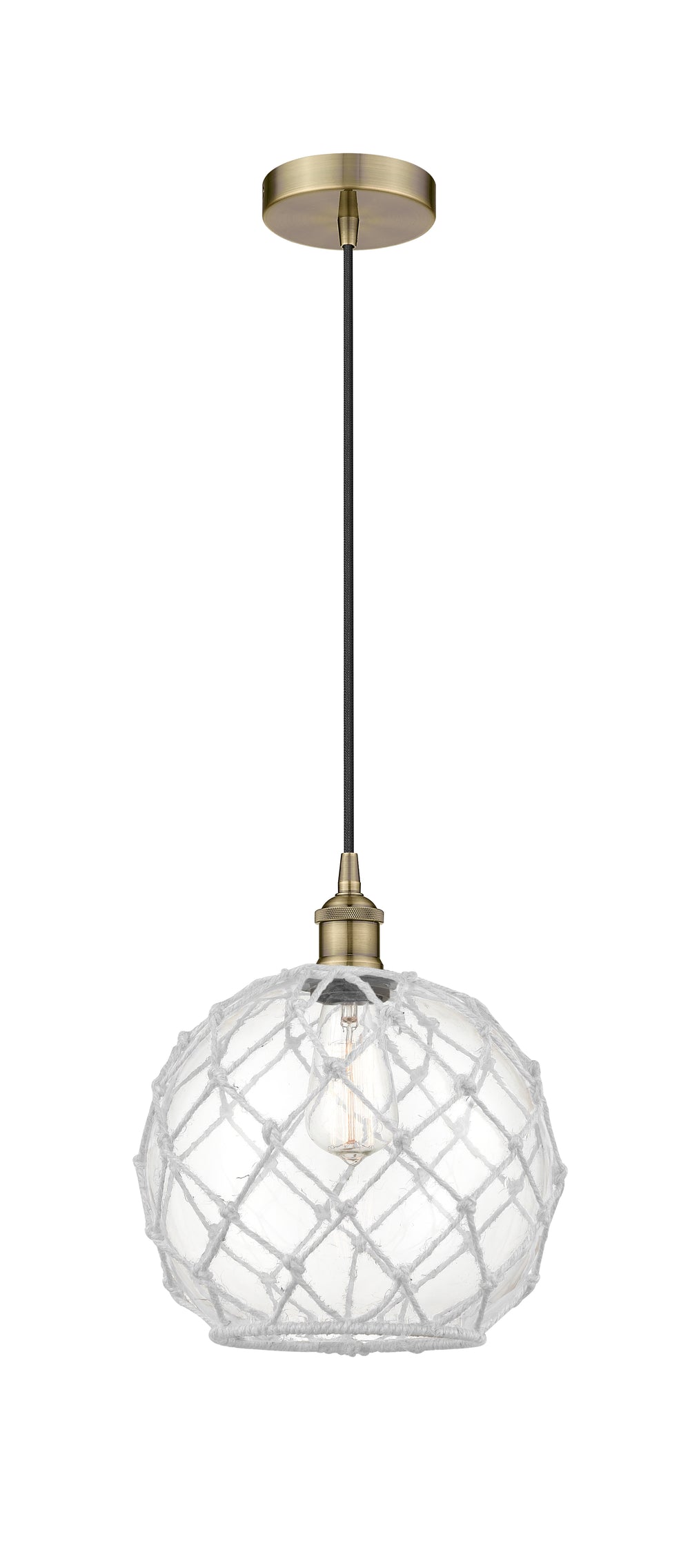 Innovations Lighting Edison 10" Mini Pendant - Antique Brass Mini-Pendants Innovations Lighting Clear Glass with White Rope ; Glass Type: Transparent  