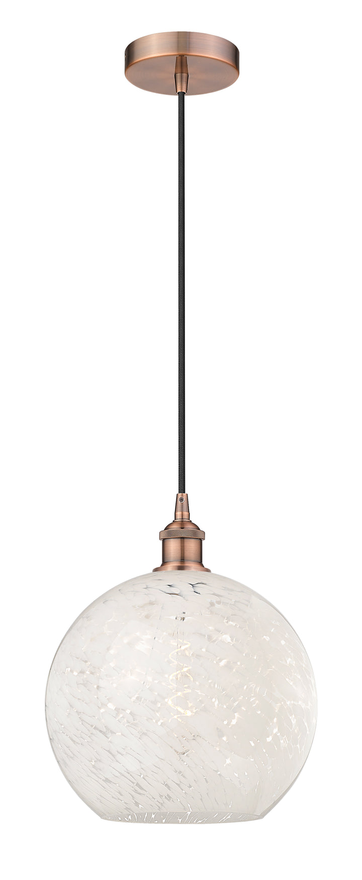 Innovations Lighting White Mouchette 12" Mini Pendant - Antique Copper Mini-Pendants Innovations Lighting   